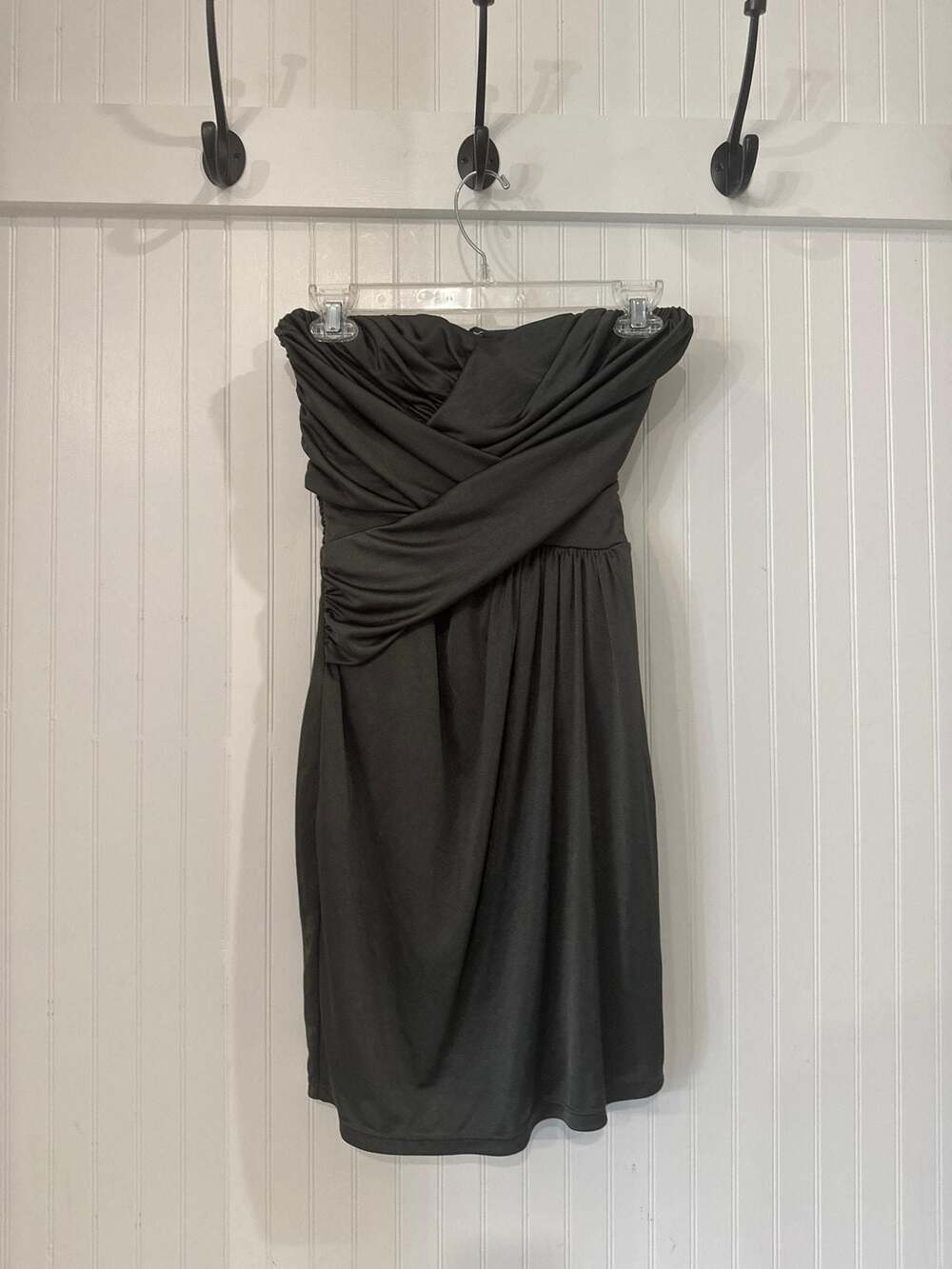 Express Strapless Crossover Charcoal Grey Cocktail Dress XS
